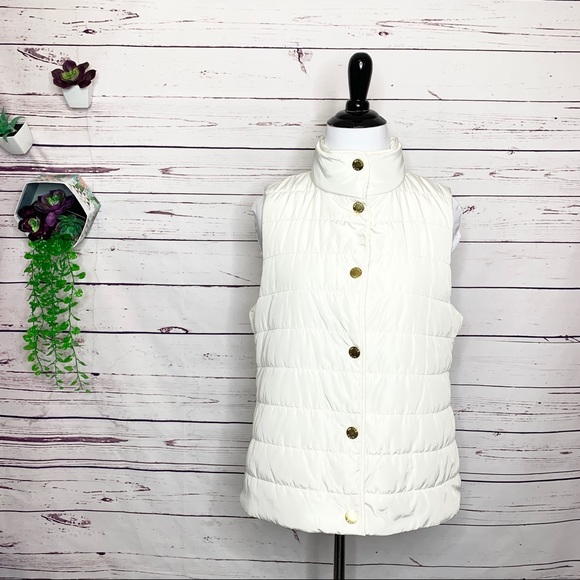Michael Kors White Snap Button Puffer Vest Women’s Size Small - Picture 1 of 10